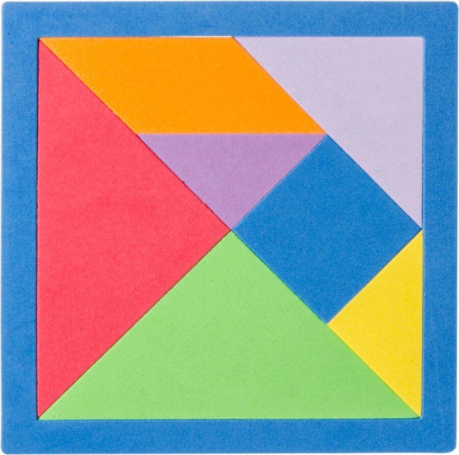 LG-Imports Vormenpuzzel Tangram Foam 15 5 Cm Blauw 9-delig