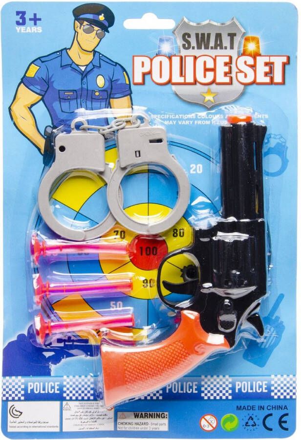 LG-Imports Politie speelgoed set 4-delig met pistool voor kinderen plastic Speelgoedpistool