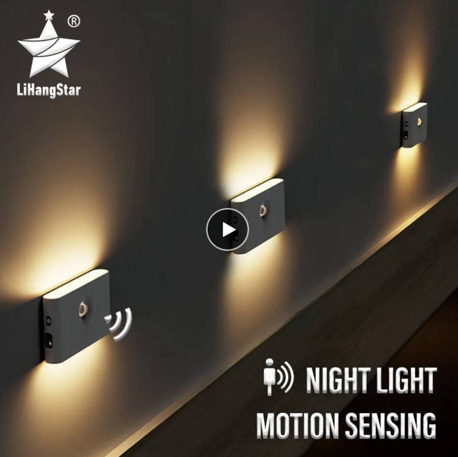 Smart led nachtlampjes Nachtlampje Met extra runnerslampje USB opladen Bewegingssensor Tafellamp slaapkamer Kleur wit Trap Kabinet