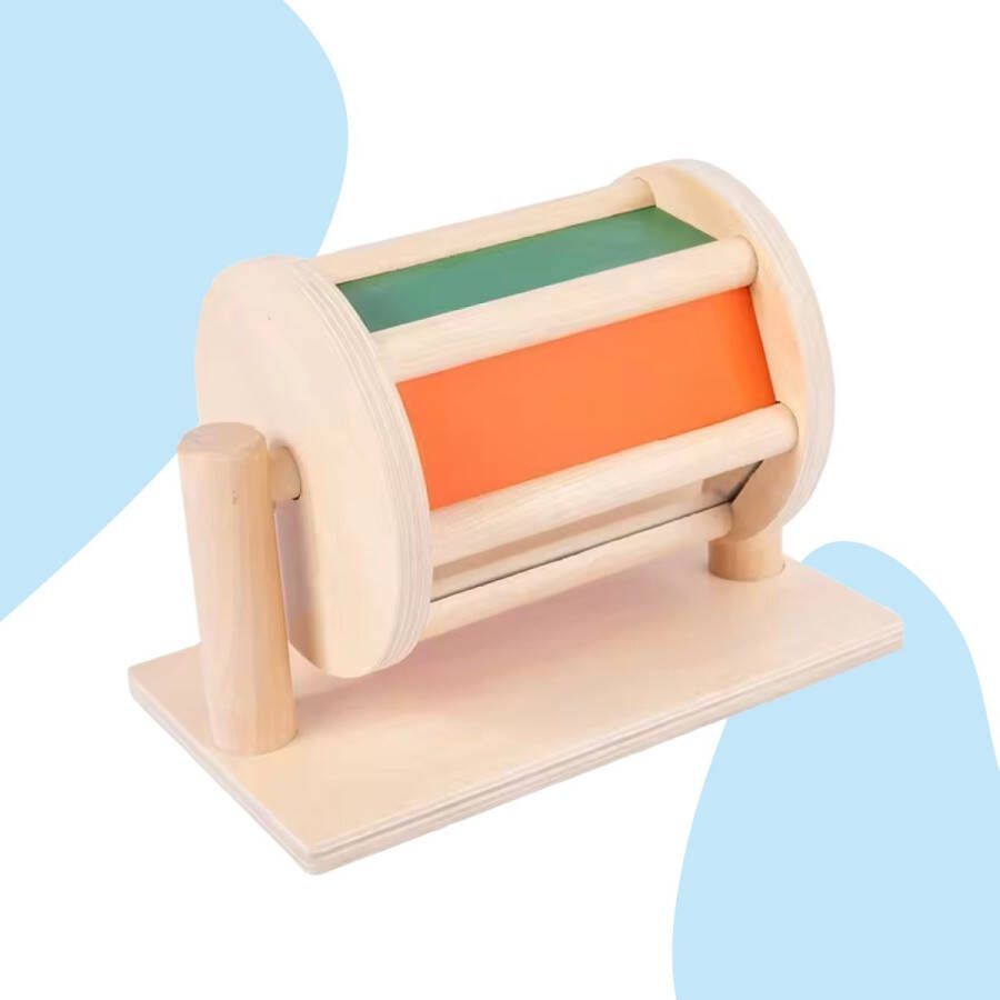 Lias Toys LiasToys Spinning drum Baby Speelgoed 6 Maanden Montessori Speelgoed Draaiende Trommel Houten speelgoed