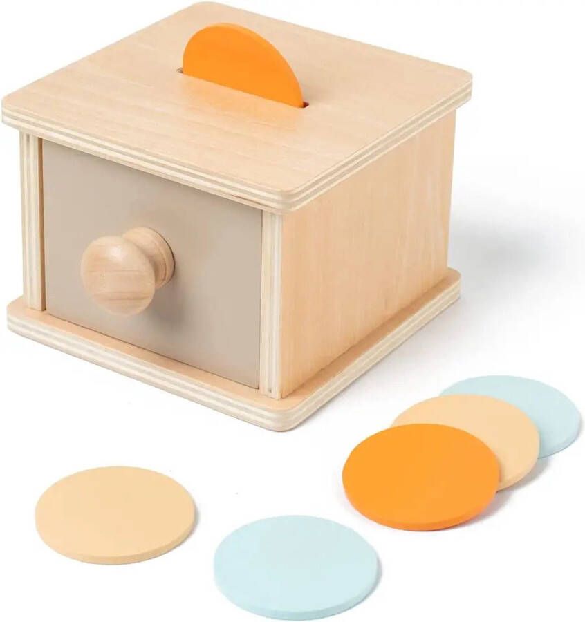 Lias Toys Montessori Coin Box Object Permanence Box Montessori Speelgoed voor 1-jarigen Baby Speelgoed 12 Maanden Montessori Speelgoed Baby Speelgoed