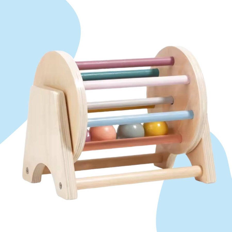 LiasToys Open spinning drum Baby Speelgoed 1 jaar Montessori Speelgoed Draaiende Trommel Houten speelgoed