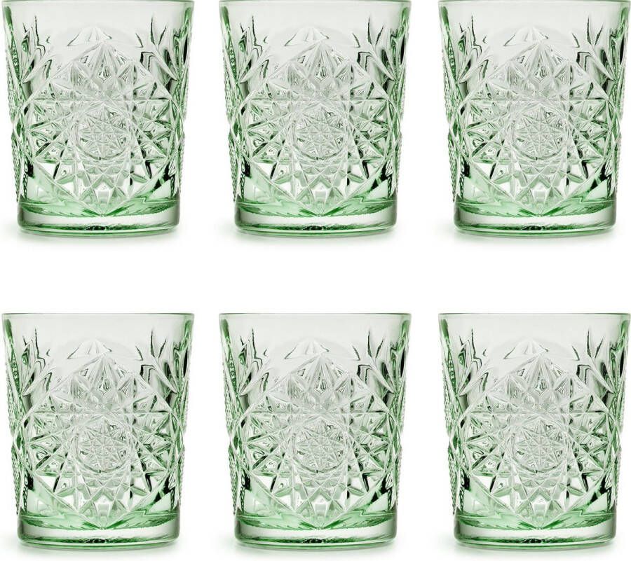 Libbey Drinkglas Hobstar Ebony Green – 355 ml 35 5 cl 6 stuks vintage design vaatwasserbestendig hoge kwaliteit