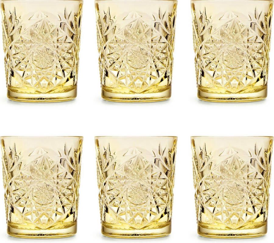 Libbey Drinkglas Hobstar Pale Yellow – 355 ml 35 5 cl 6 stuks vintage design vaatwasserbestendig hoge kwaliteit