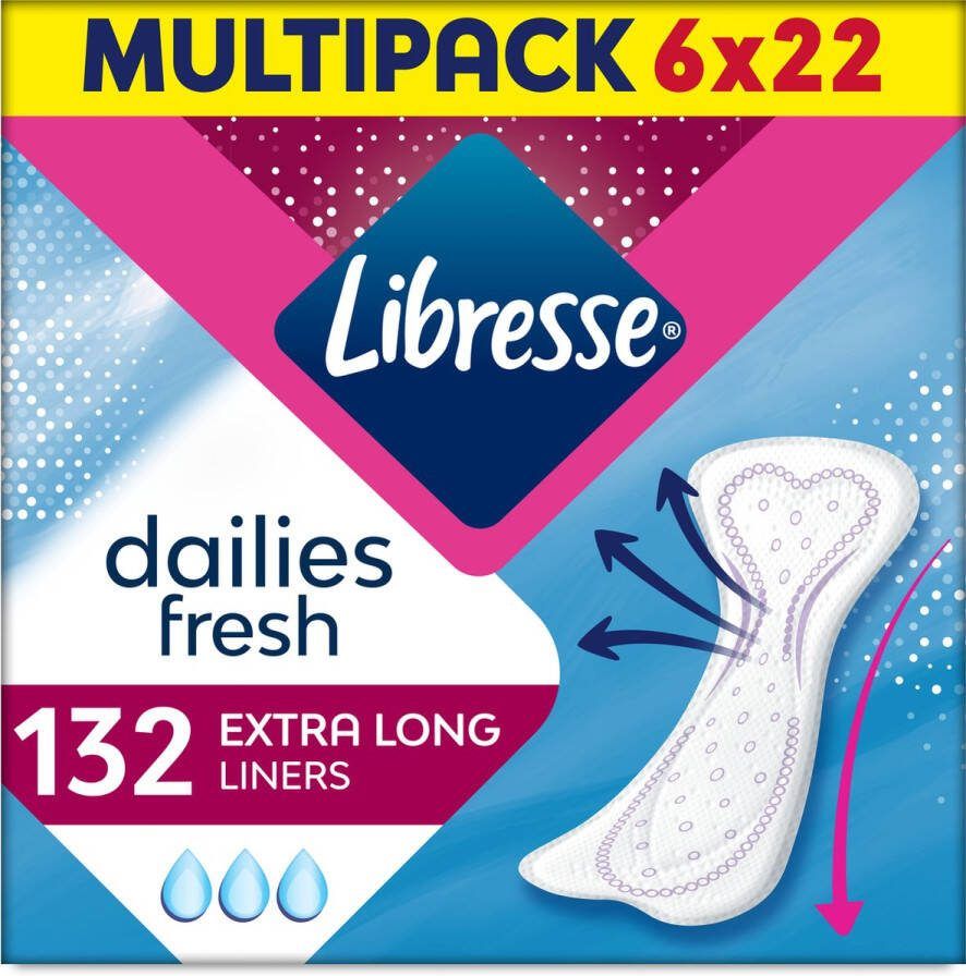 Libresse Extra Long inlegkruisjes 6 x 22 stuks halfjaar voorraad