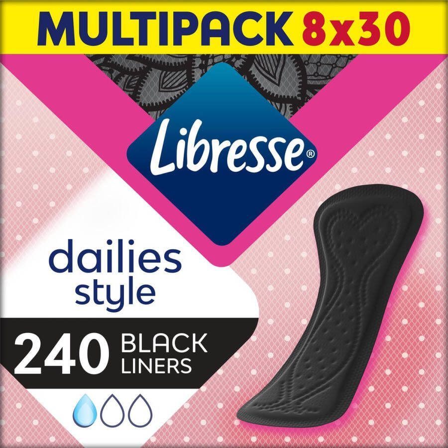 Libresse Normal Black inlegkruisjes 8 x 30 stuks halfjaar voorraad