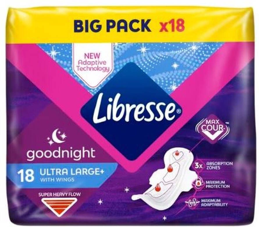 Libresse Ultra Night Maandverband 6x18 Stuks Voordeelverpakking