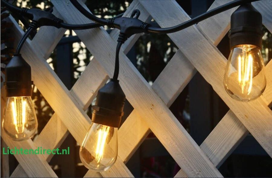 Lichtendirect Lichtsnoer- Extra dik- buitenverlichting terras verlichting- 15 meter- LED 15 lampen- 2700 K -lichtslinger IP-65-Lichtsnoeren buiten lichtslinger- sliertlamp- kerst verlichting lampen buiten-Lichtsnoer voor buiten