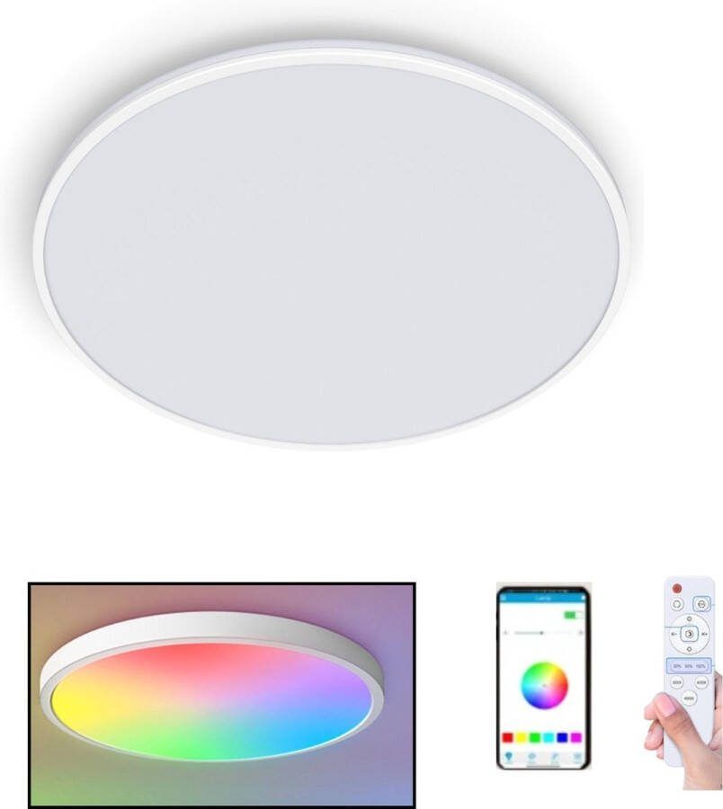 Lichtendirect Smart LED Plafondlamp met Afstandsbediening APP Bedienbaar Dimbaar RGB Plafonniere voor woonkamer