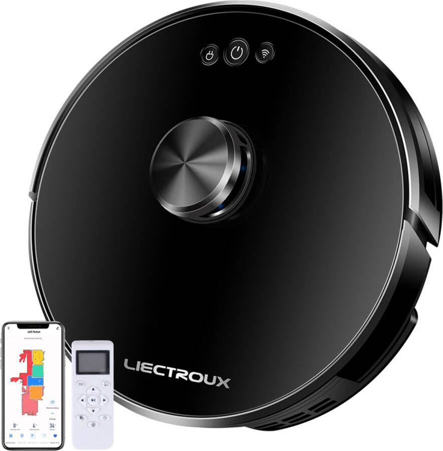 LIECTROUX XR500 Robotstofzuiger met Dweilfunctie Krachtige 6500Pa Zuigkracht LDS Lasernavigatie Bediening via App of Afstandsbediening Werkt met Amazon Alexa & Google Assistant