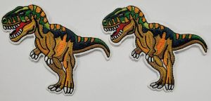 Lief & Schattig *** 2 Mooie Dinosaurus strijkapplicaties strijkapplicatie DIY knutselen dino naaien Kind Baby cadeau applicaties decoratief fournituren strijken ***