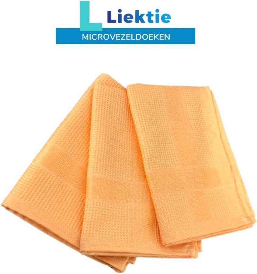 Liektie Oranje 3 Stuks Microvezeldoeken Schoonmaakdoeken Microvezel Doek Autodoek Microvezeldoekjes Schoonmaakdoekjes 60x40cm
