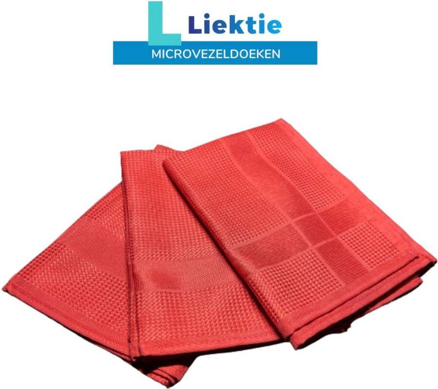 Liektie Rood 3 Stuks Microvezeldoeken Schoonmaakdoeken Microvezel Doek Autodoek Microvezeldoekjes Schoonmaakdoekjes 60x40cm