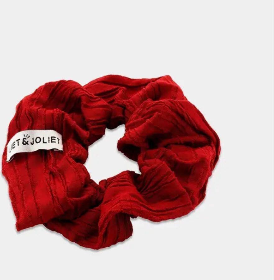 Liet&Joliet Liet & Joliet scrunchie Jessy red (rood) – geribbelde rode stof