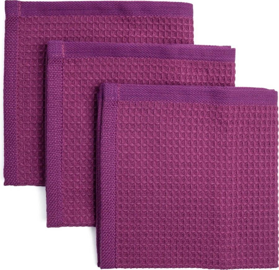 Lifa home Vaatdoek Set Vivid Paars 30 x 30 cm Organisch Katoen 3 stuks