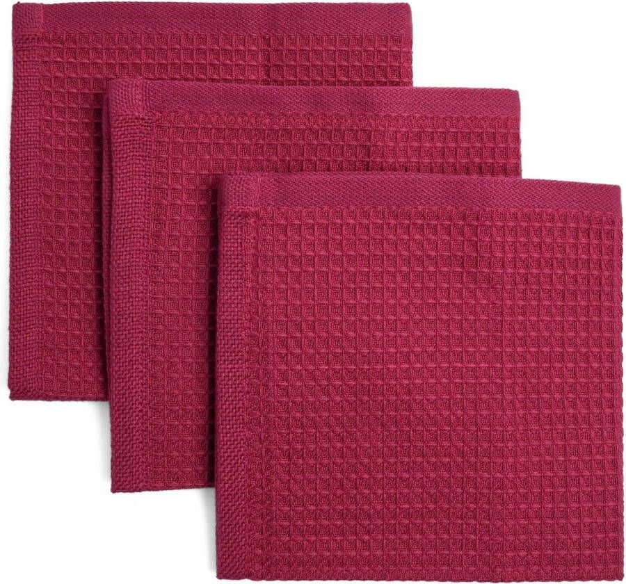 Lifa home Vaatdoek Set Vivid Rood 30 x 30 cm Organisch Katoen 3 stuks