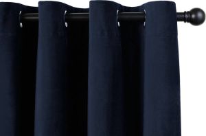 Lifa-Living Fluwelen Gordijn Donker Blauw Gordijnen met 8 Ophangringen Verduisterend Wasbaar Kreukherstellend Kleurvast 250 x 150 cm 1 Stuk