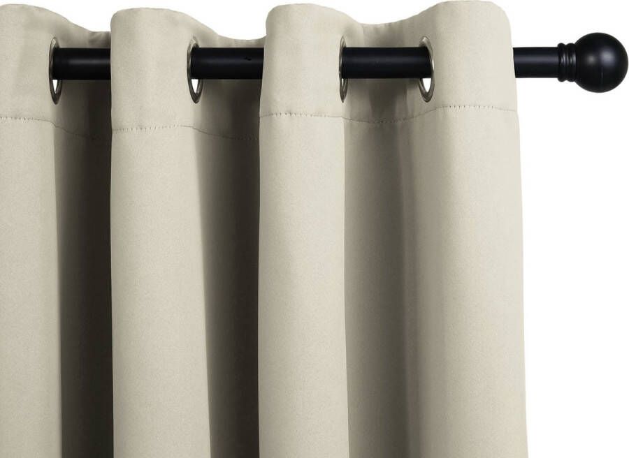 Lifa-Living Gordijn Beige Verduisterend & Geluidswerend Verduisteringsgordijnen met Ringen 100% Polyester 150 x 250 cm 1 Stuk