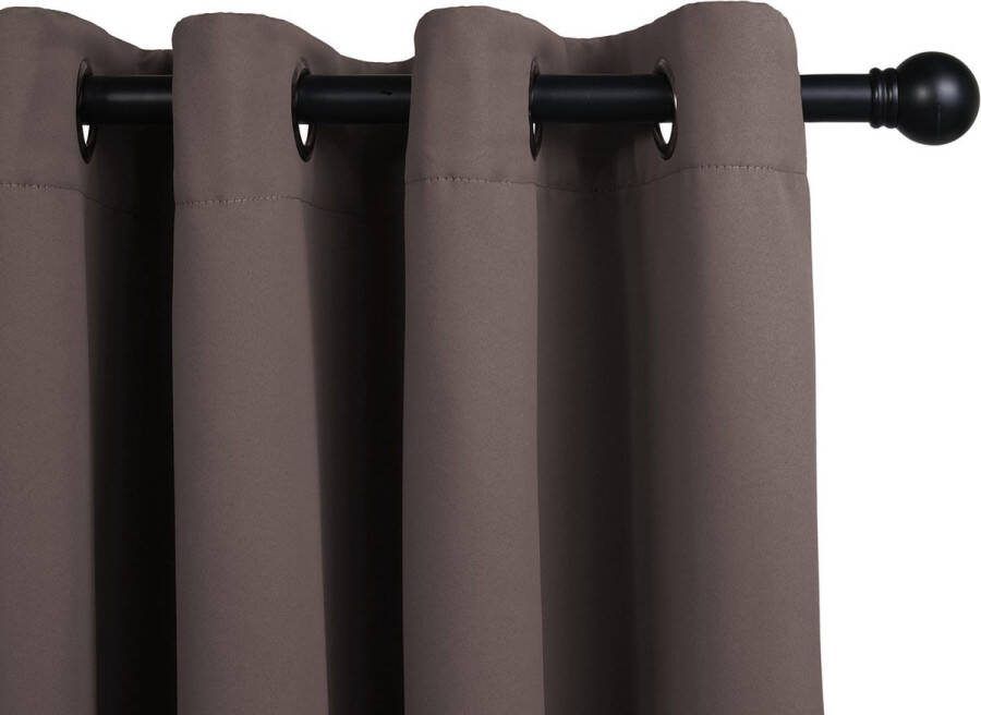 Lifa-Living Gordijn Donker Taupe Geluidswerend & Verduisterend Verduisteringsgordijnen met Ringen 100% Polyester 150 x 250 cm 1 Stuk