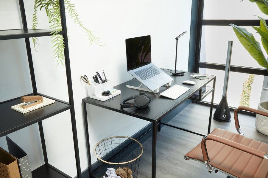 Lifa-Living Industrieel Bureau Zwart Metaal MDF met Onderblad Strak Design 114 x 60 x 76 cm