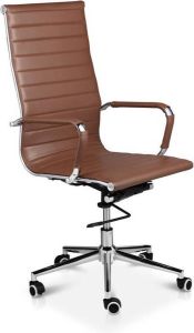 Lifa-Living Bureaustoel Brisbane Donkerbruin PU-Leer Modern Ergonomisch Verstelbaar Voor Volwassenen Voor Kantoor- Draagcapaciteit: 150 kg