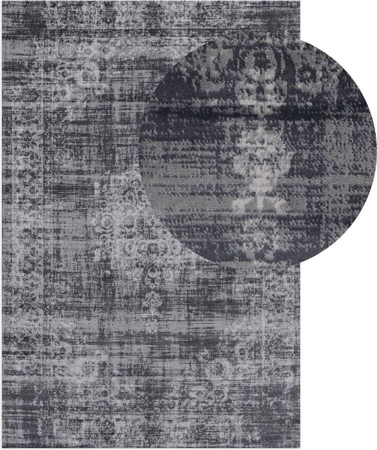Lifa-Living Vintage Vloerkleed Donkergrijs Oosters voor Woonkamer en Slaapkamer 80 x 150 cm