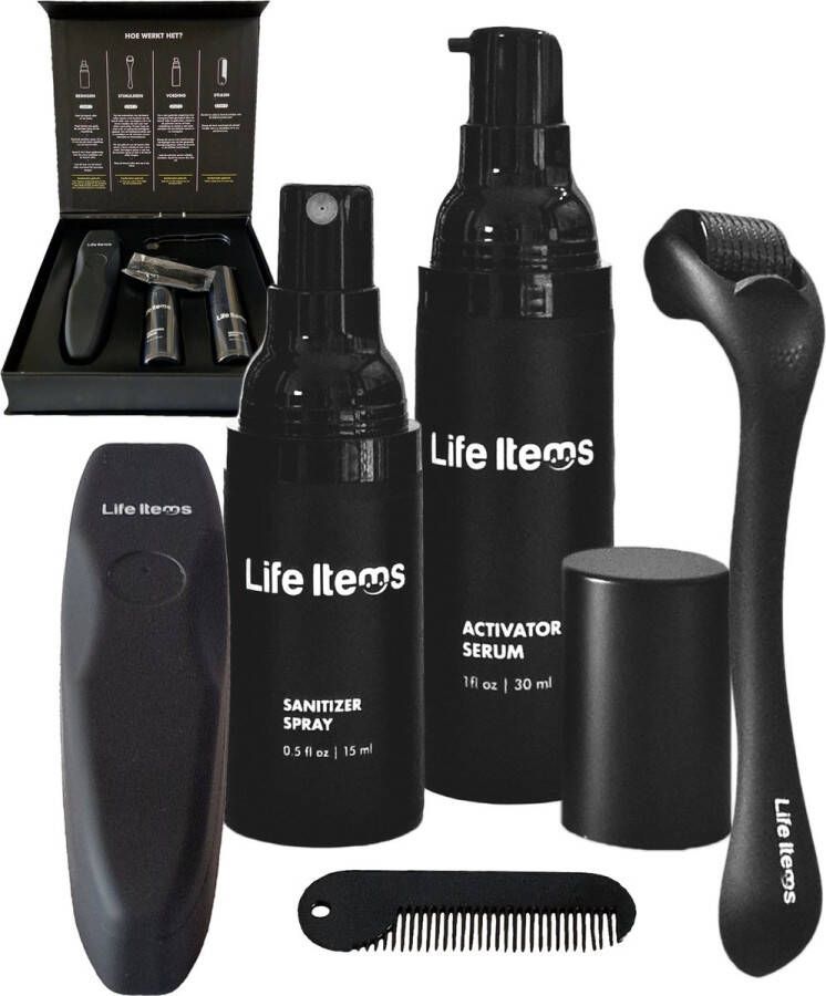 Life items 4-Delige Baardgroeikit Incl. Baardolie Baardroller en Sanitizer – Baardverzorging Set