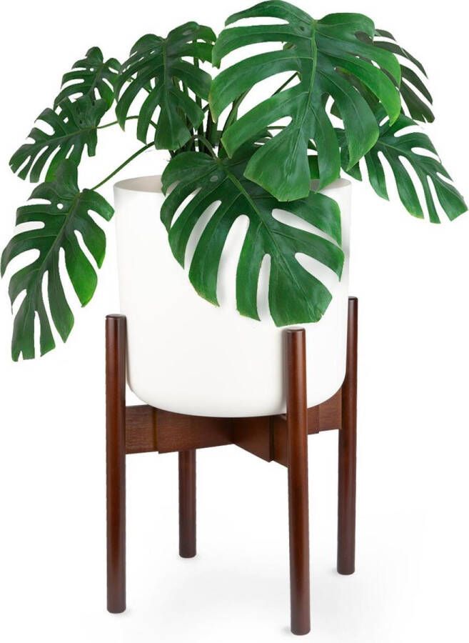 LifeGoods Bamboe Planten Standaard voor Binnen Uitschuifbare Plant Houder Krukje en Tafel voor Bloem Potten van 20 cm tot 30 cm Bamboo Hout
