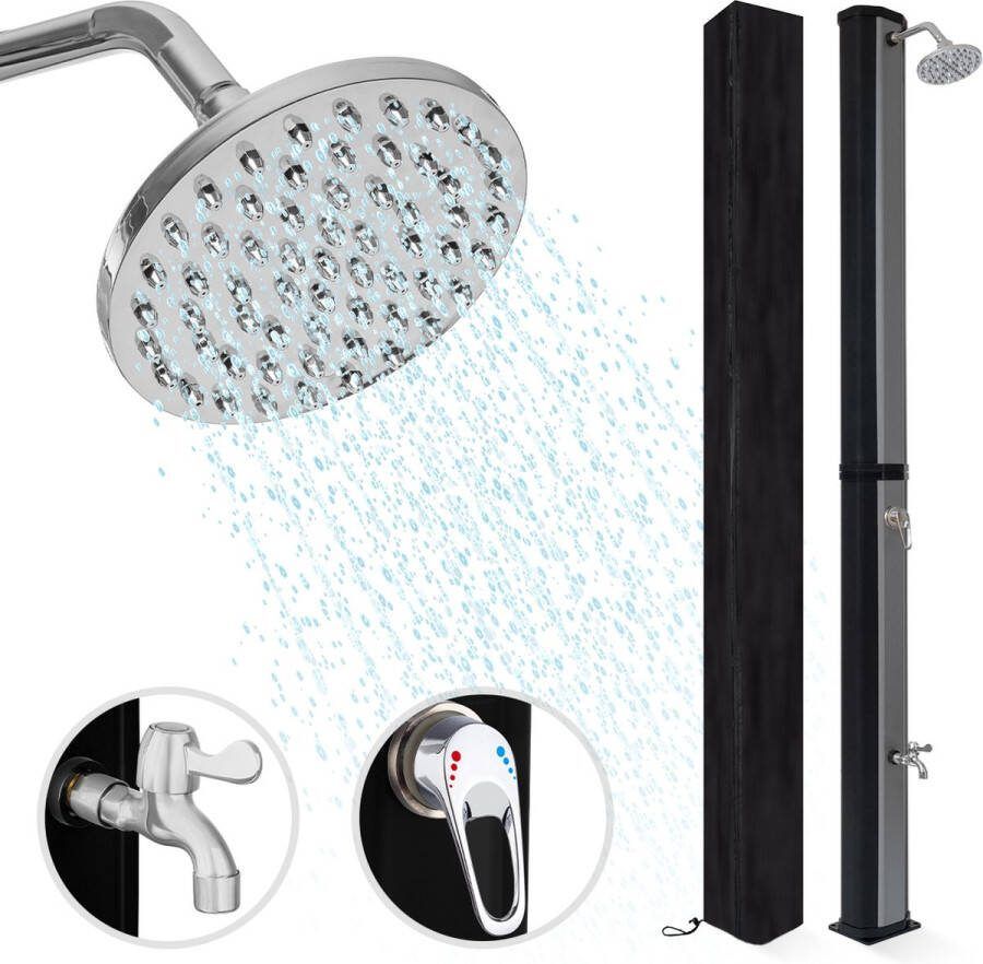 LifeGoods Buitendouche Solar 360° Draaibare Douchekop 35L Zwart Zilver