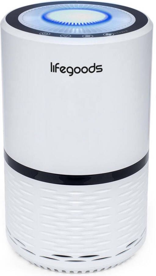 LifeGoods Luchtreiniger met HEPA Filter Verwijdert 99 97% Deeltjes 25 Watt 3 Standen Wit