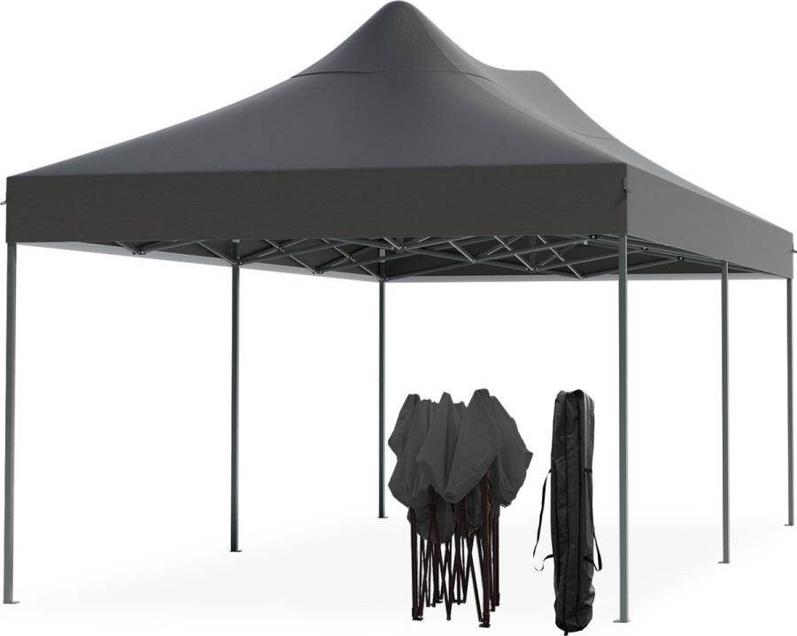 LifeGoods Partytent Opvouwbaar 3x6 m Easy Up Paviljoen Waterdicht Draagtas met Wieltjes Antraciet