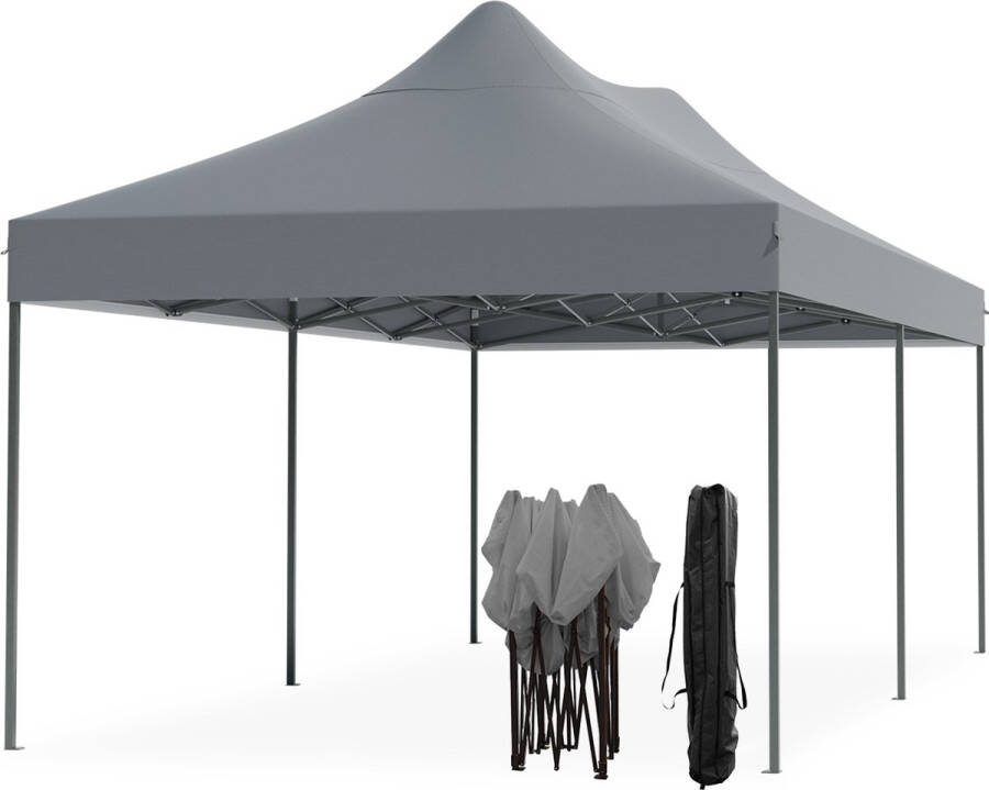 LifeGoods Partytent Opvouwbaar 3x6 m Easy Up Paviljoen Waterdicht Draagtas met Wieltjes Donkergrijs