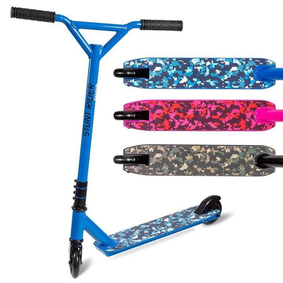 LifeGoods StuntRider Stuntstep voor Jongens Meisjes 8+ Jaar 100mm Wielen ABEC7 Lagers Blauw Zwart