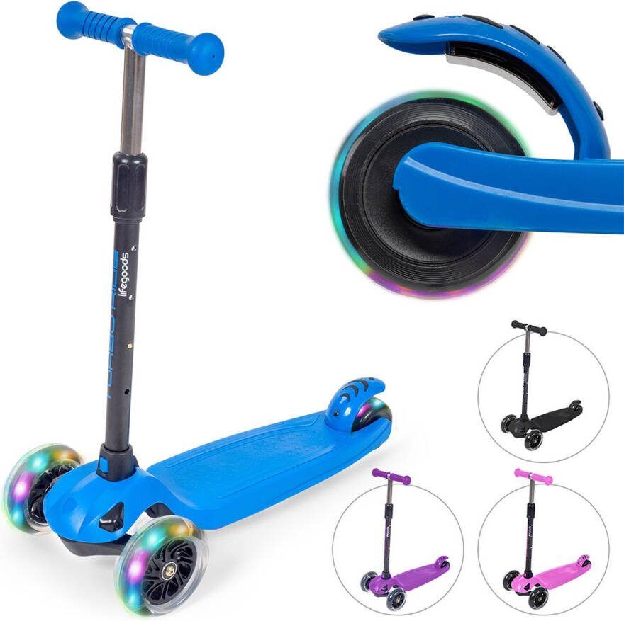 LifeGoods TurboRide Kinderstep Step 5-8 Jaar 3 Lichtgevende Wielen Jongens Meisjes Blauw