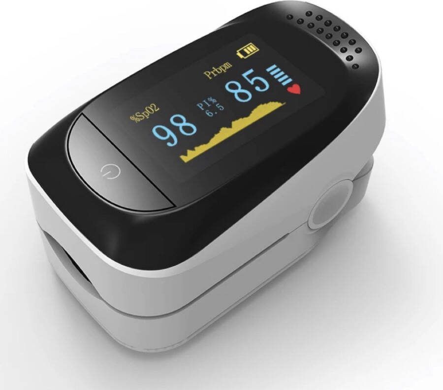 Lifell Saturatiemeter Hartslag meter & Zuurstofmeter Oximeter Gratis Batt + NL Handleiding Wit