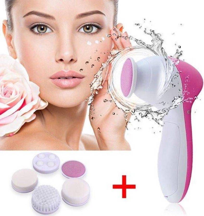 LifeLoom 5 in 1 Beauty Care gezichtsreiniger incl. 5 opzetborstels sponsjes voor voeten