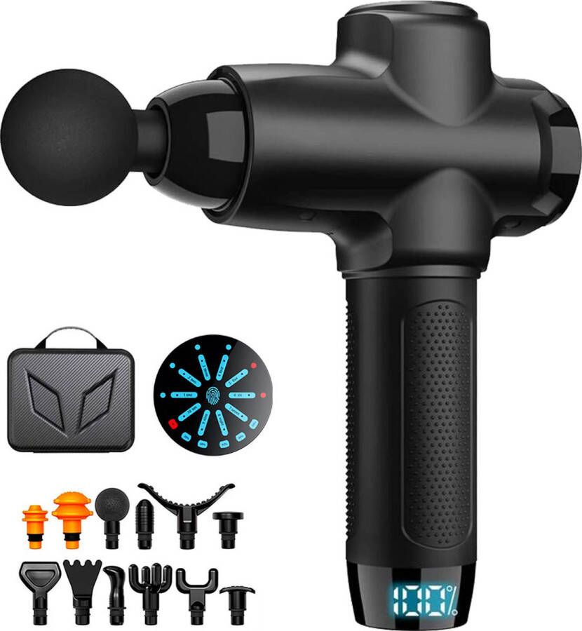 LifeLoom Sport en Relax Massage Apparaat Massage Gun Professioneel 14mm Slag Spiermassage Triggerpoints LCD Screen 12 Massagekoppen