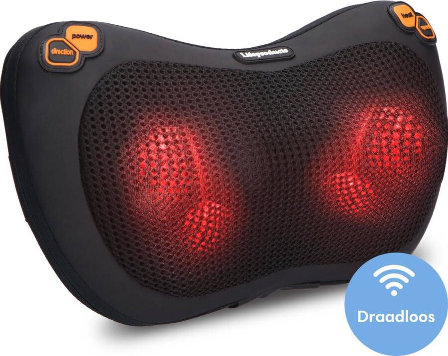 Lifeproducts Shiatsu Massagekussen Draadloos Elektrisch Nekmassage Apparaat Massage Apparaten Nek en Schouder Massage Apparaat Massageapparaten met Infrarood Verwarming