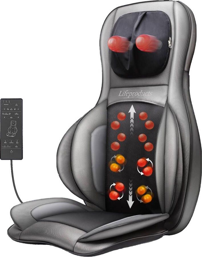 Lifeproducts Shiatsu Massagestoel Massagekussen Elektrisch Nekmassage Apparaat Massage Apparaten Nek Rug en Schouder Massage Apparaat Massageapparaten met Infrarood Verwarming