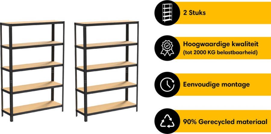 Life s Green Life s Green Stelling Set 120 cm Opbergrek Stellingkast 2x 120*30*180 cm Zwart