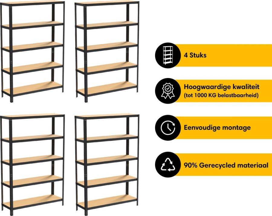 Life s Green Life s Green Stelling Set 120 cm Opbergrek Stellingkast 4x 120*40*180 cm Zwart