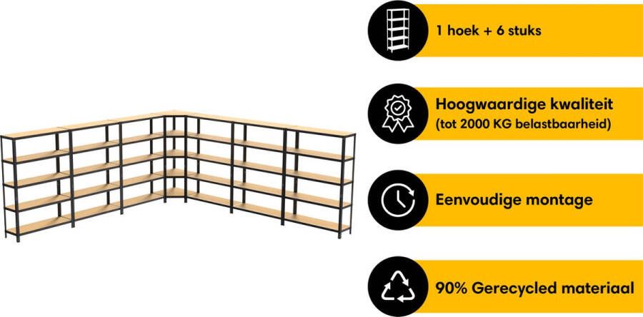 Life s Green Life s Green Stelling Set 120 cm Opbergrek Stellingkast 6x 120*30*180 cm 1x Hoekstelling Zwart