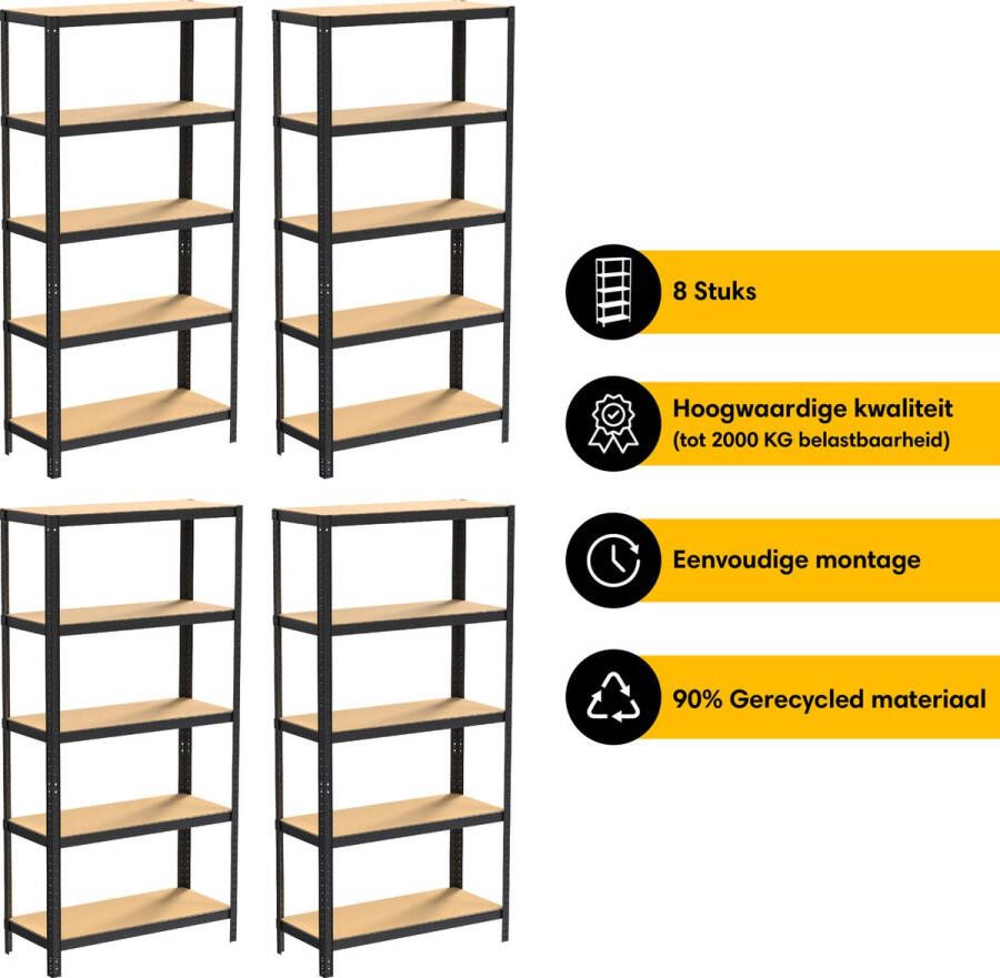 Life s Green Life s Green Stelling Set 90 cm Opbergrek Stellingkast 4x 90*30*180 cm Zwart