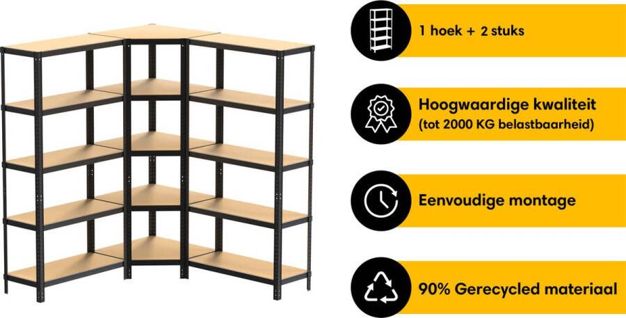 Life s Green Life s Green Stelling Set 90 cm Opbergrek Stellingkast Hoekstelling 2x Stelling 90 cm 1x Hoekstelling 70 cm 30 cm Breed