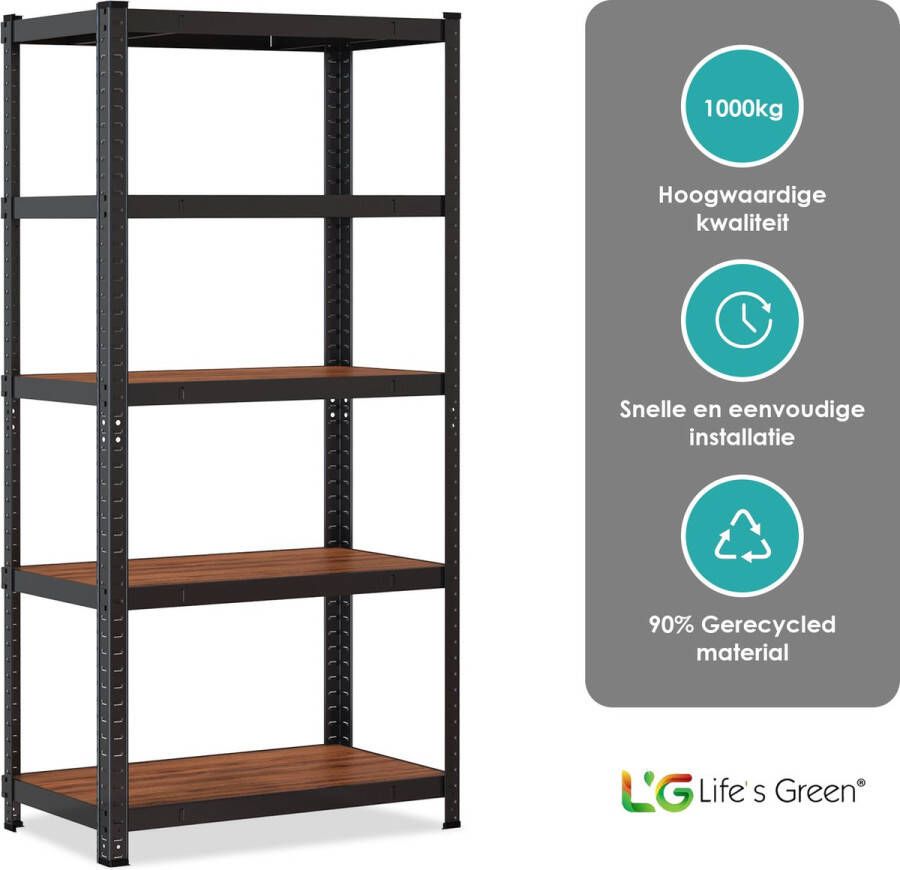 Life s Green Life s Green Stellingkast Boekenkast Boekenrek Opbergrek 150x75x30 cm 200 kg per plank