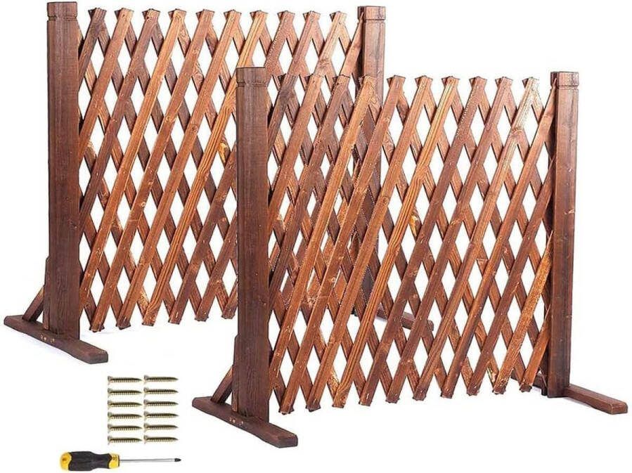 LifeStages 2 stuks houten hekwerk uittrekbaar hondenhek tot 160 cm opvouwbaar variabel verstelbaar uittrekbaar trapbeschermingsrooster vrijstaand tuin balkon terras 160 x 70 cm