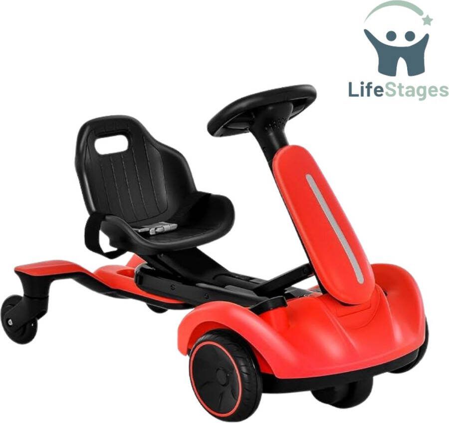 LifeStages drift kart 6V Elektrische Skelter Steekwagen met 2-voudig Verstelbare Zitting Rood