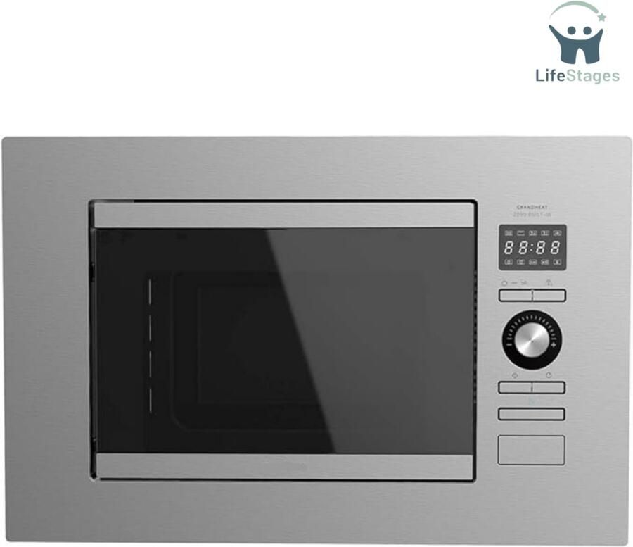 LifeStages Combi Magnetron Inbouw Stalen Digitale Magnetron 8 Voorgeprogrammeerde Functies 800 W 20 Liter Zilver