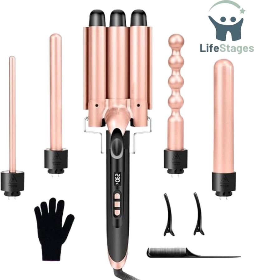LifeStages Krultang 5 in 1 Stijltang Hairwrap Natural Curl Praktisch Duurzaam