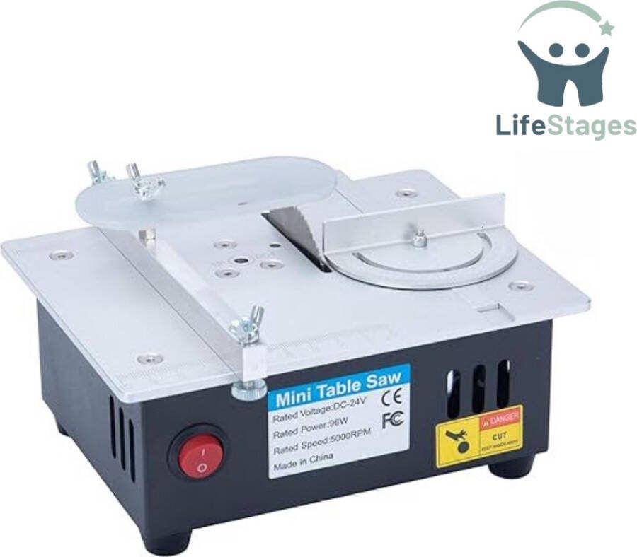 LifeStages Tafelzaagmachine Mini-tafelcirkelzaag met 4 Zaagbladen Multifunctionele Tafelzaag Verstelbare Zaagbladhoogte